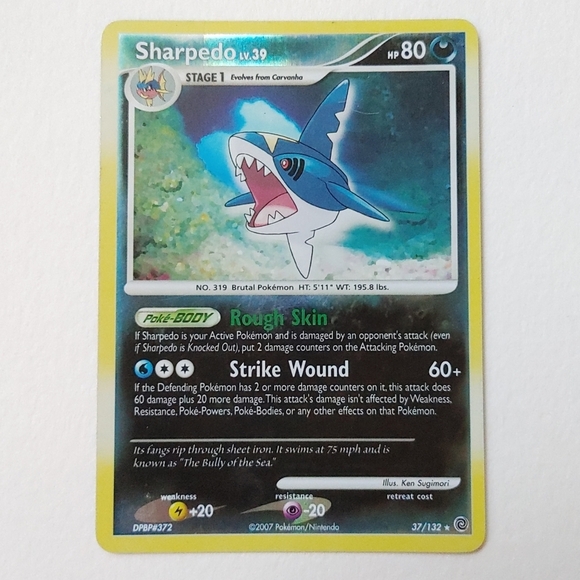 Pokemon Sharpedo 37/132 2007 reverse holo card - Picture 1 of 3